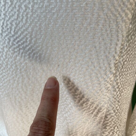 REBECCA TAYLOR Pebbled Silk Woman 3/4 SLEEVE RUFFLE VANILLA Ivory BLOUSE 0 XS 2 - Picture 8 of 9